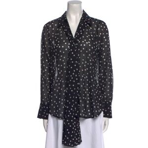L'AGENCE Black and White Polka Dot Button-Up Shirt